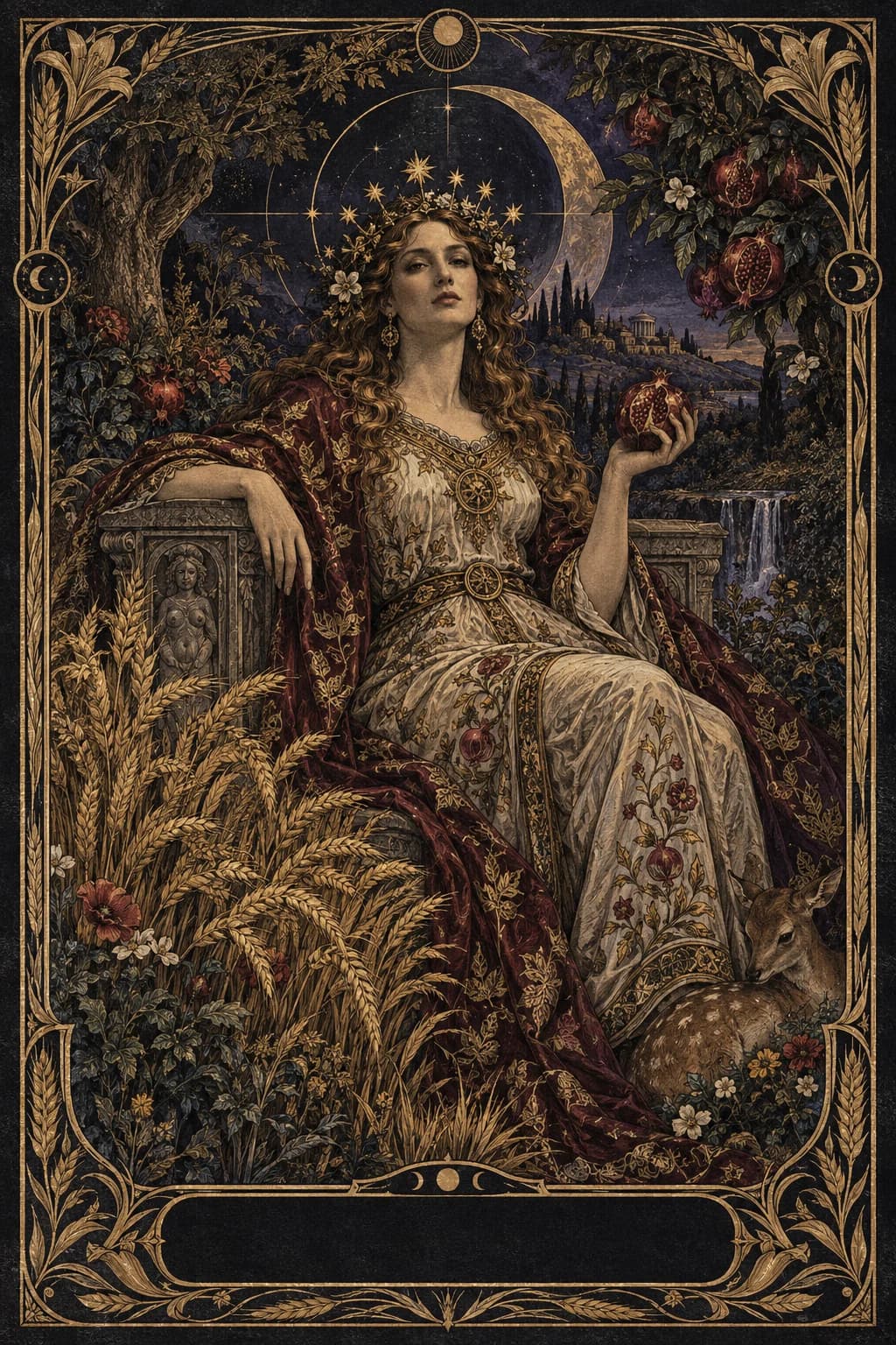 Ilustração original de A Imperatriz no baralho Aura Tarot
