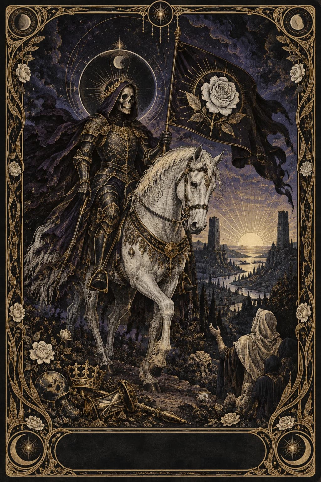 Ilustração original de A Morte no baralho Aura Tarot