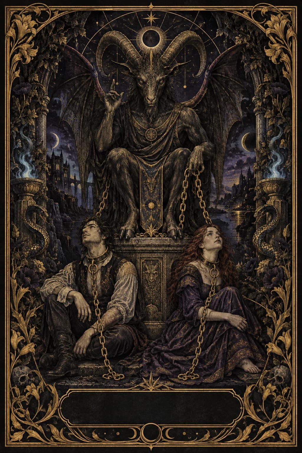 Ilustração original de O Diabo no baralho Aura Tarot