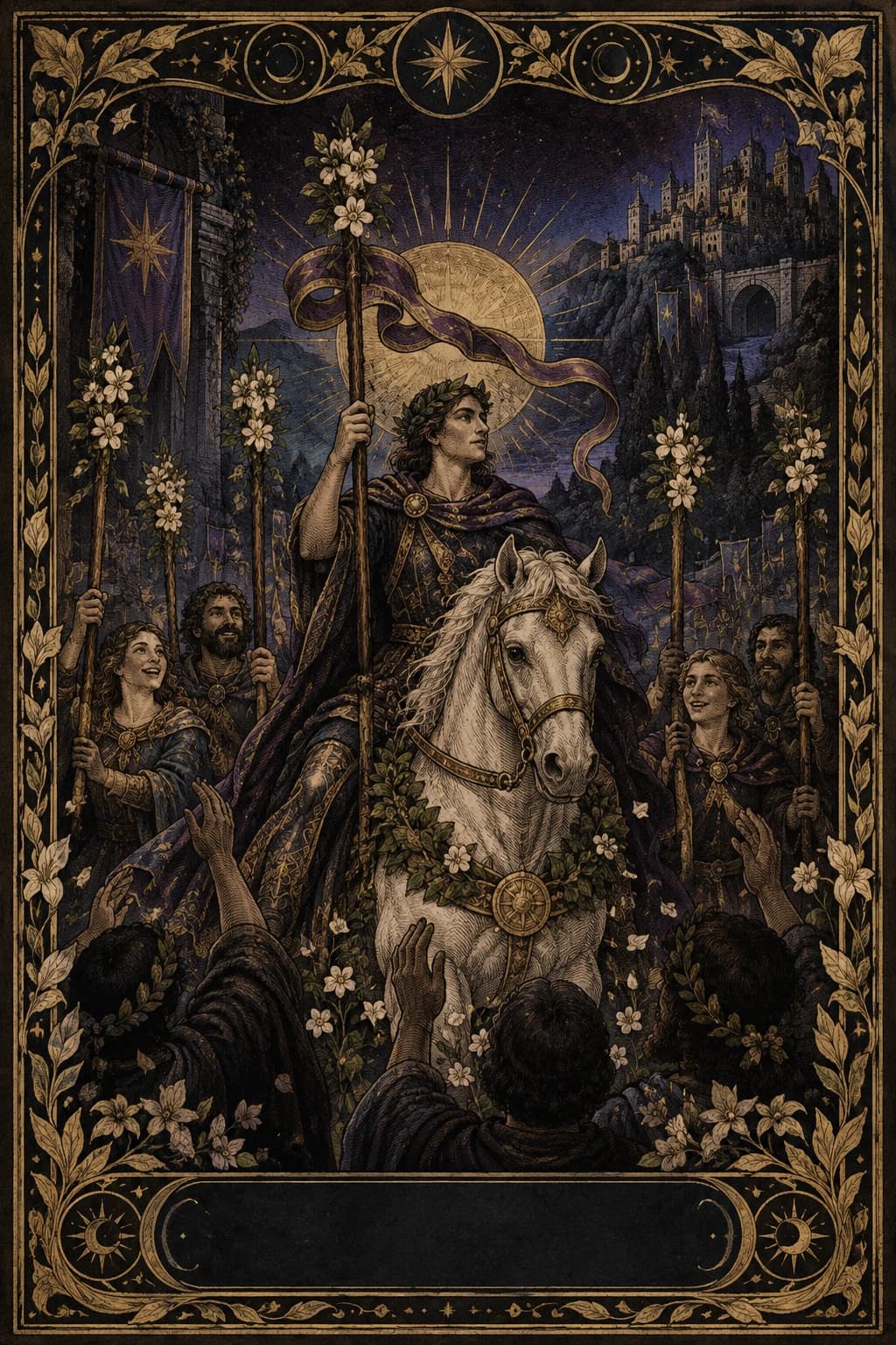 Ilustração original de Seis de Paus no baralho Aura Tarot